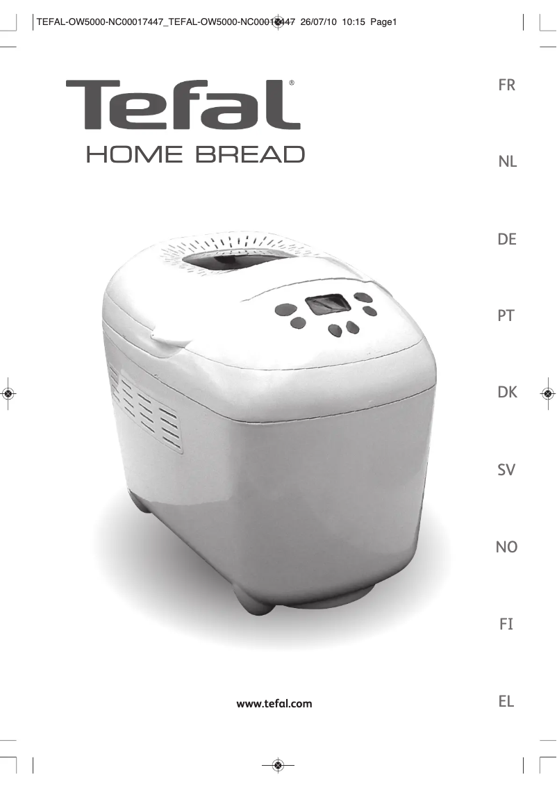 Page 1 de la notice Manuel utilisateur Tefal Home Bread OW5000