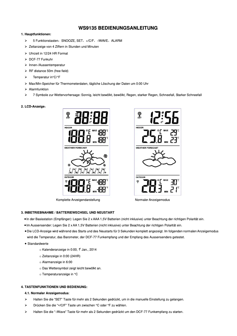Image de la première page du manuel de l'appareil WS 9135