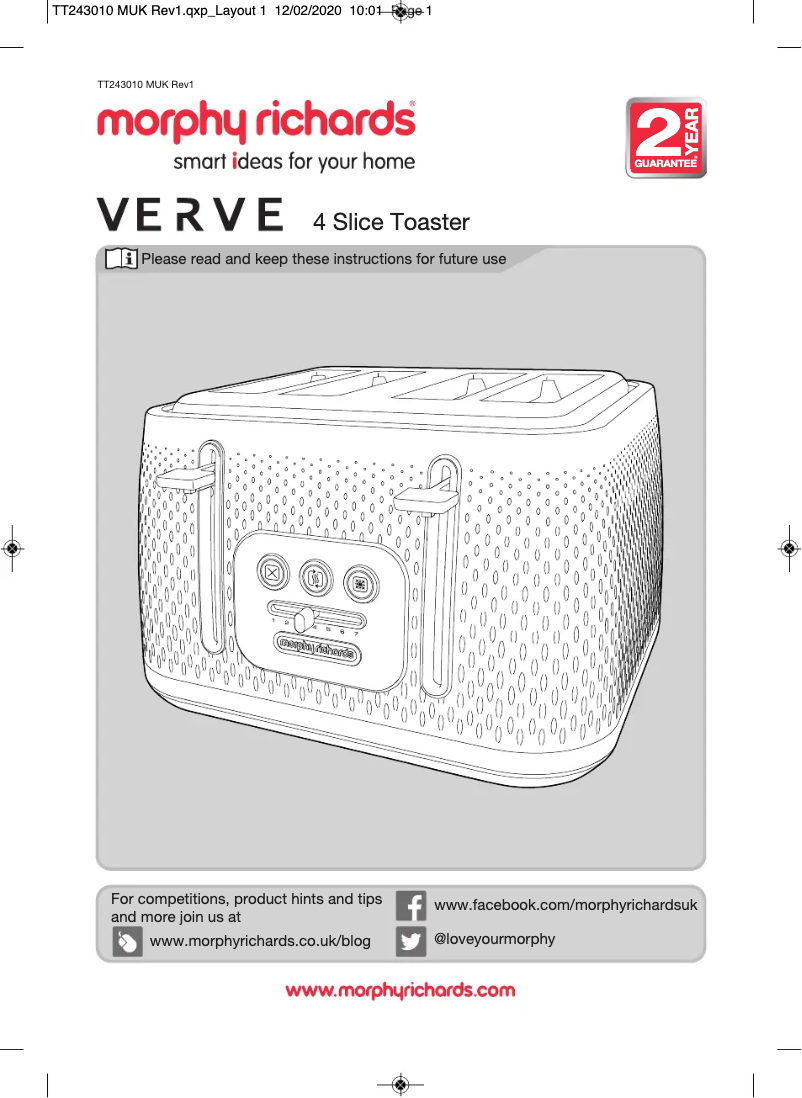 Image de la première page du manuel de l'appareil Verve 243010