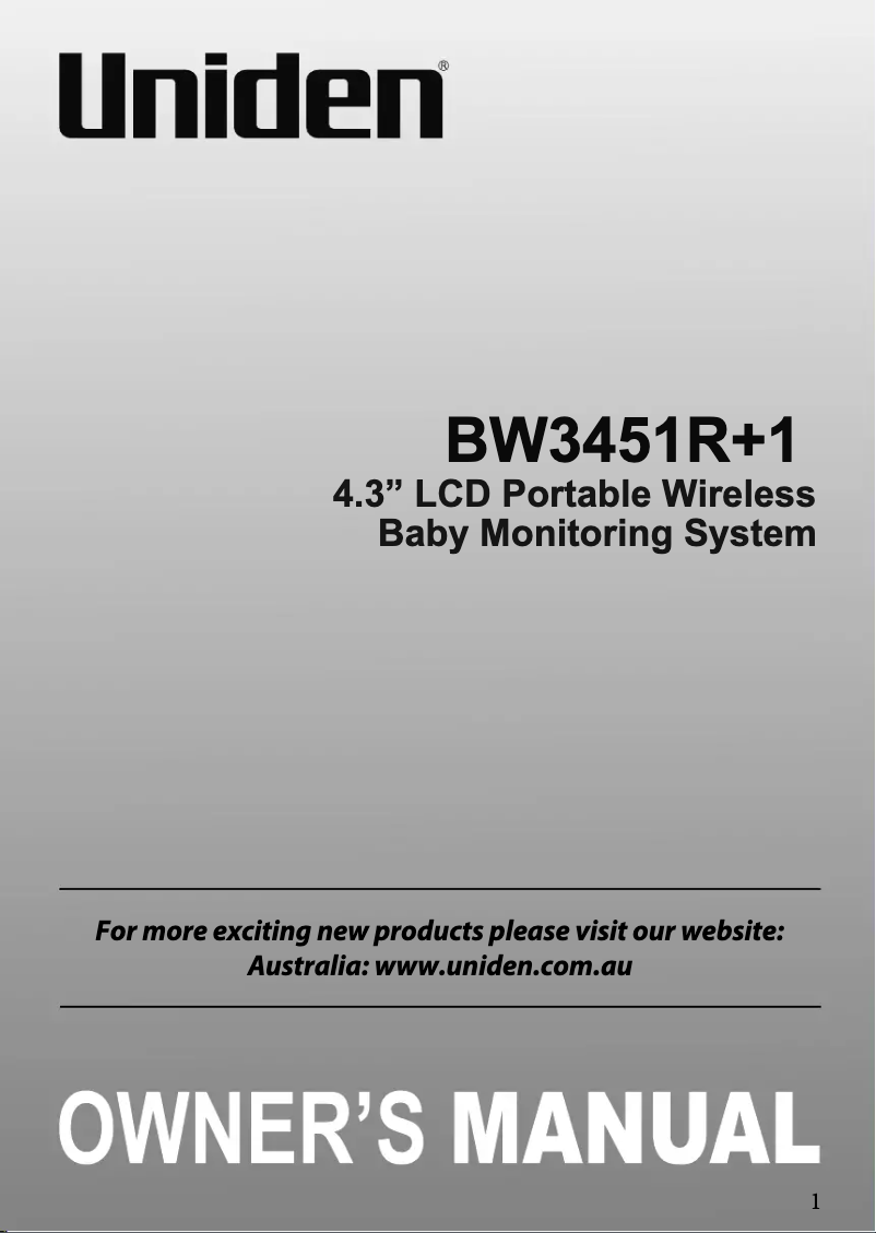 Page n°1 - Manuel utilisateur Uniden BW3451R+1