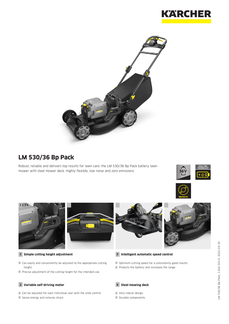 Página 1 del manual Ficha técnica Kärcher LM 530/36 Bp
