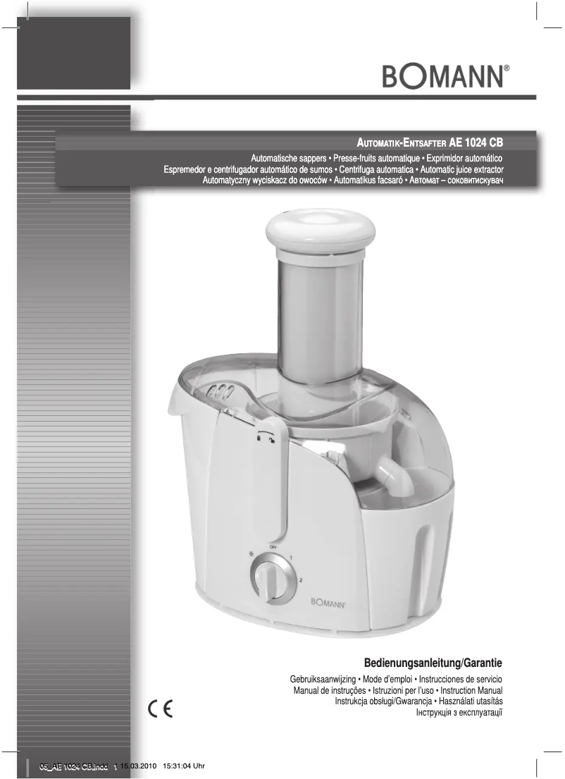Image de la première page du manuel de l'appareil AE 1024 CB