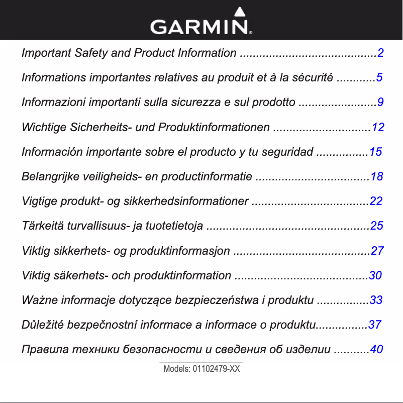 Page 1 de la notice Instructions de sécurité Garmin nüLink! 2390 LIVE