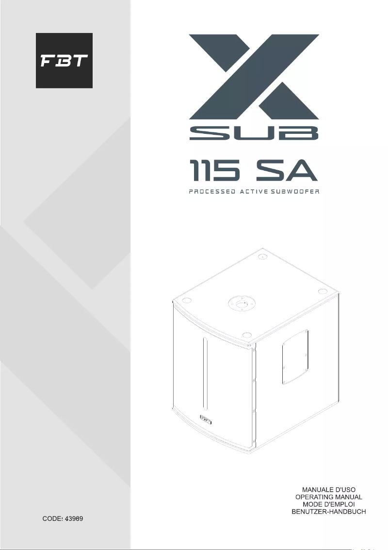 Page 1 de la notice Manuel utilisateur FBT X-SUB 115SA