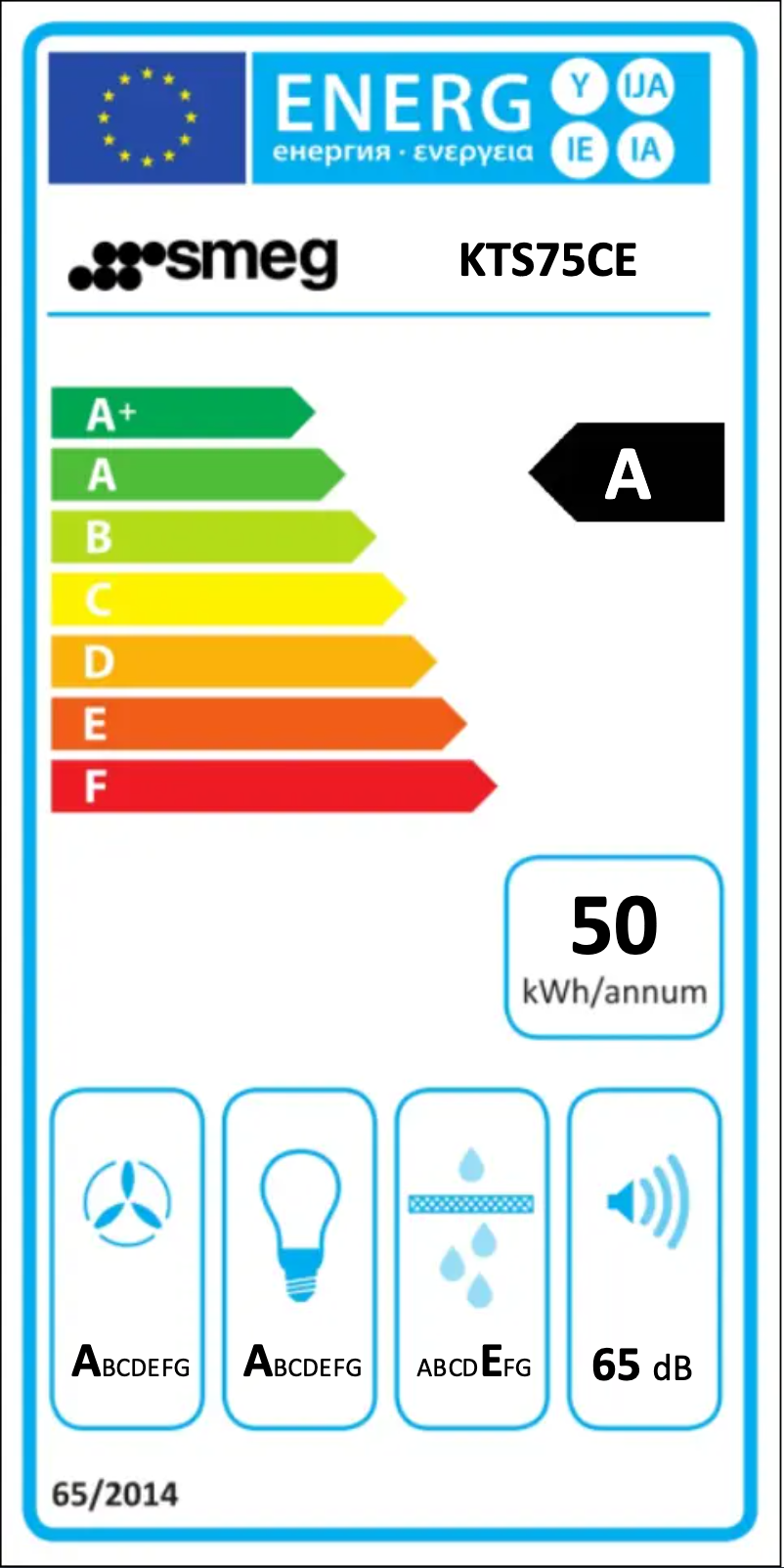Page n°1 - Label énergétique Smeg KTS75CE
