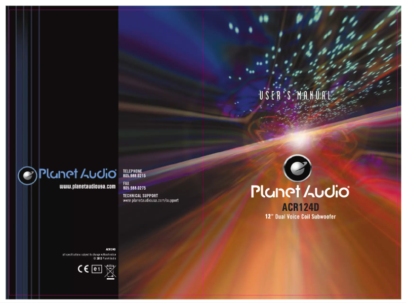 Page n°1 - Manuel utilisateur Planet Audio ACR124D