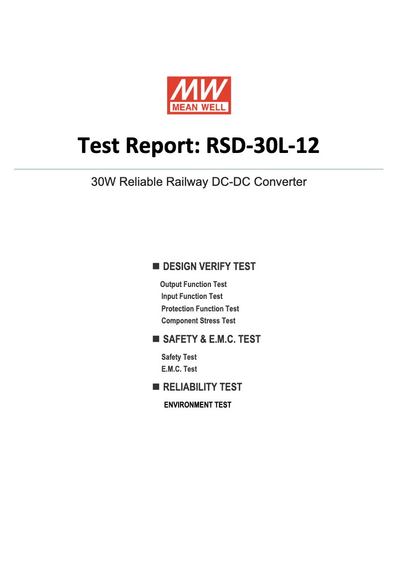 Page 1 de la notice Fiche technique Mean Well RSD-30L-12