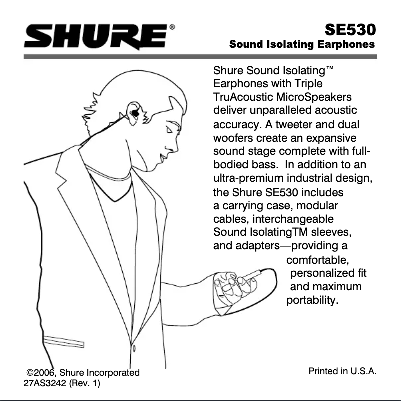 Page 1 de la notice Manuel utilisateur Shure SE530