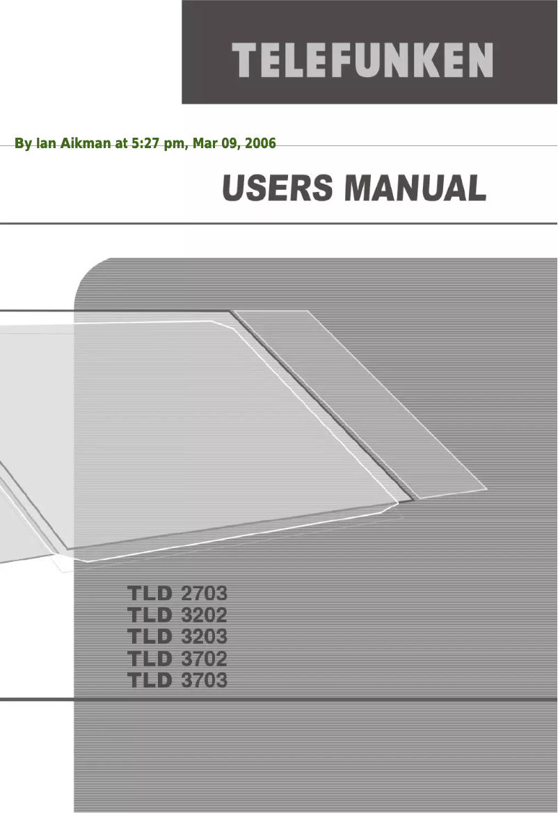 Page n°1 - Manuel utilisateur Telefunken TLD 2703