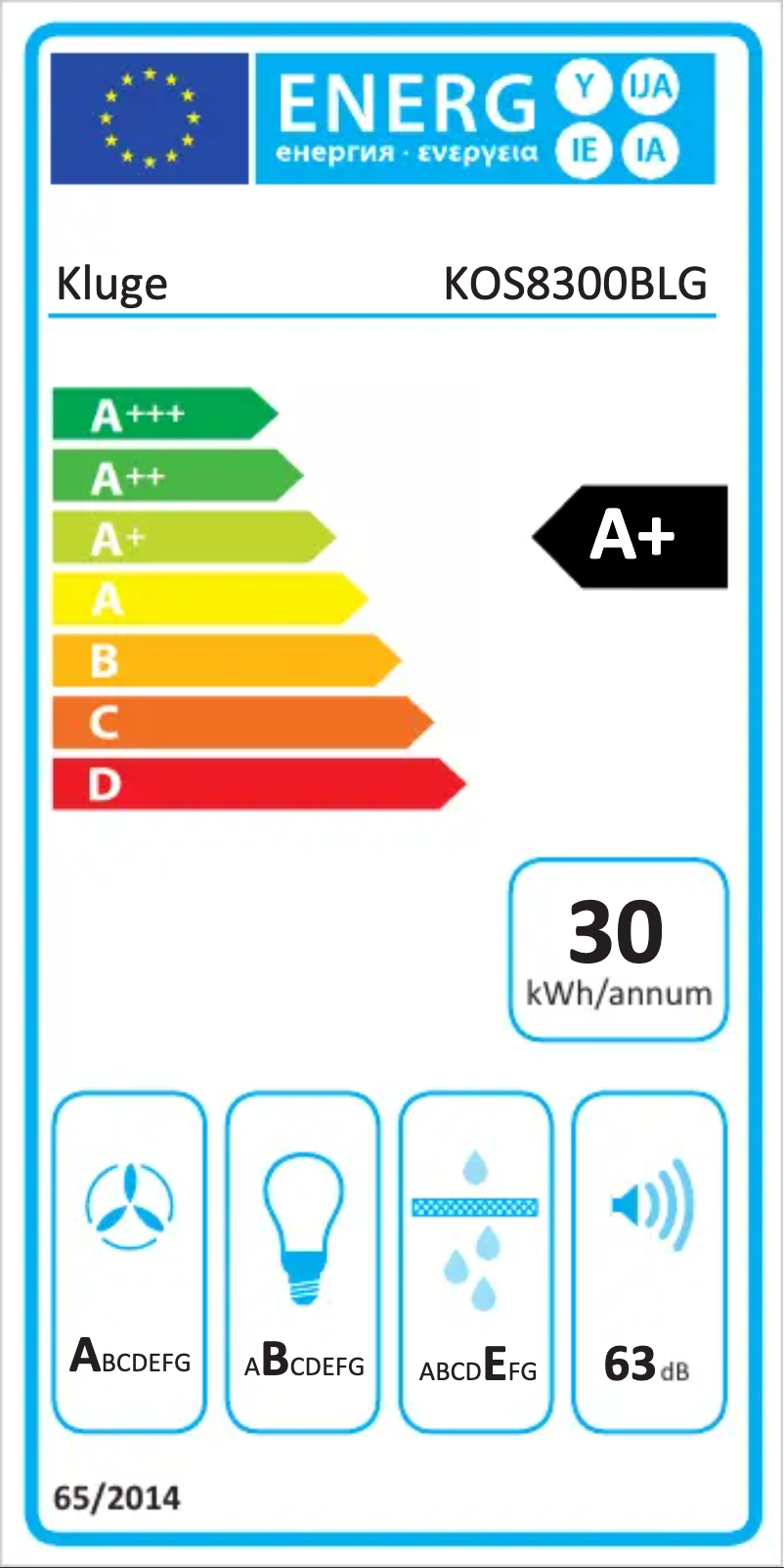 Page n°1 - Label énergétique Kluge KOS8301BLG