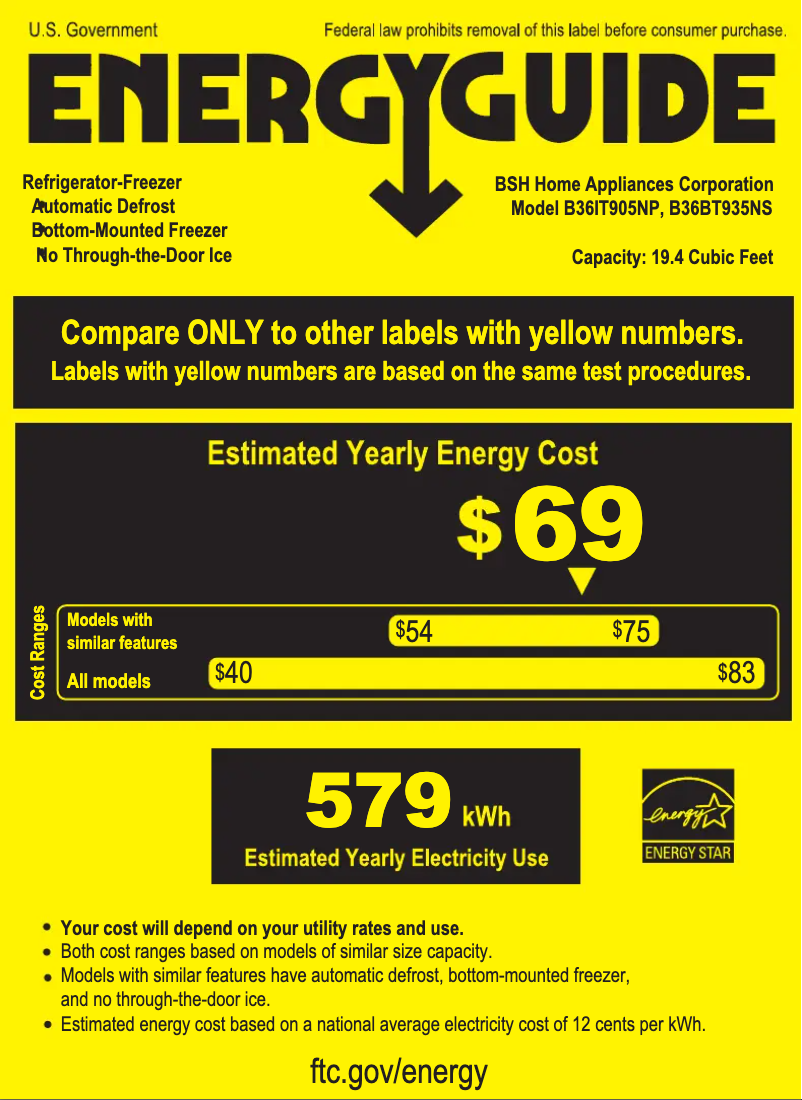 Página 1 del manual Etiqueta energética Bosch B36BT935NS