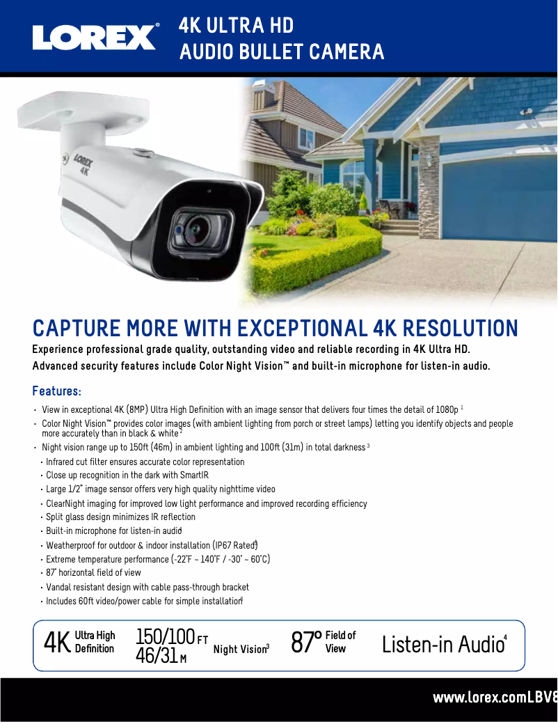 Page n°1 - Fiche technique Lorex LBV8721AB
