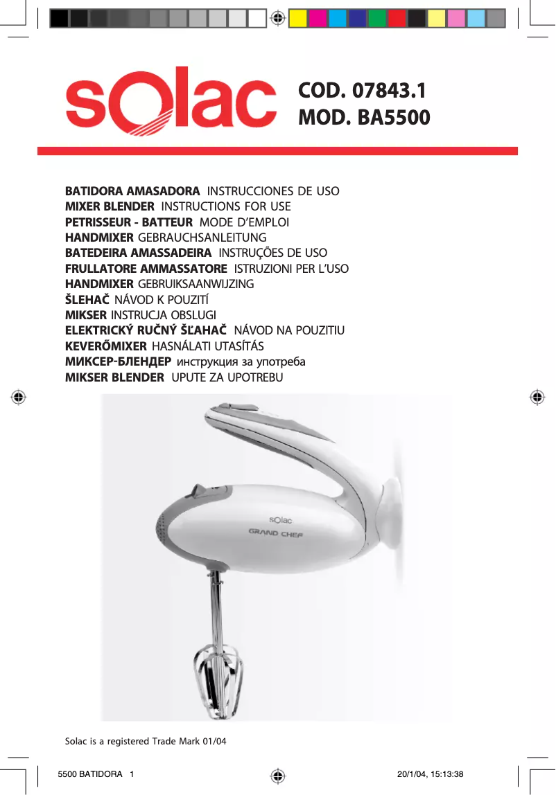 Page n°1 - Manuel utilisateur Solac BA5500
