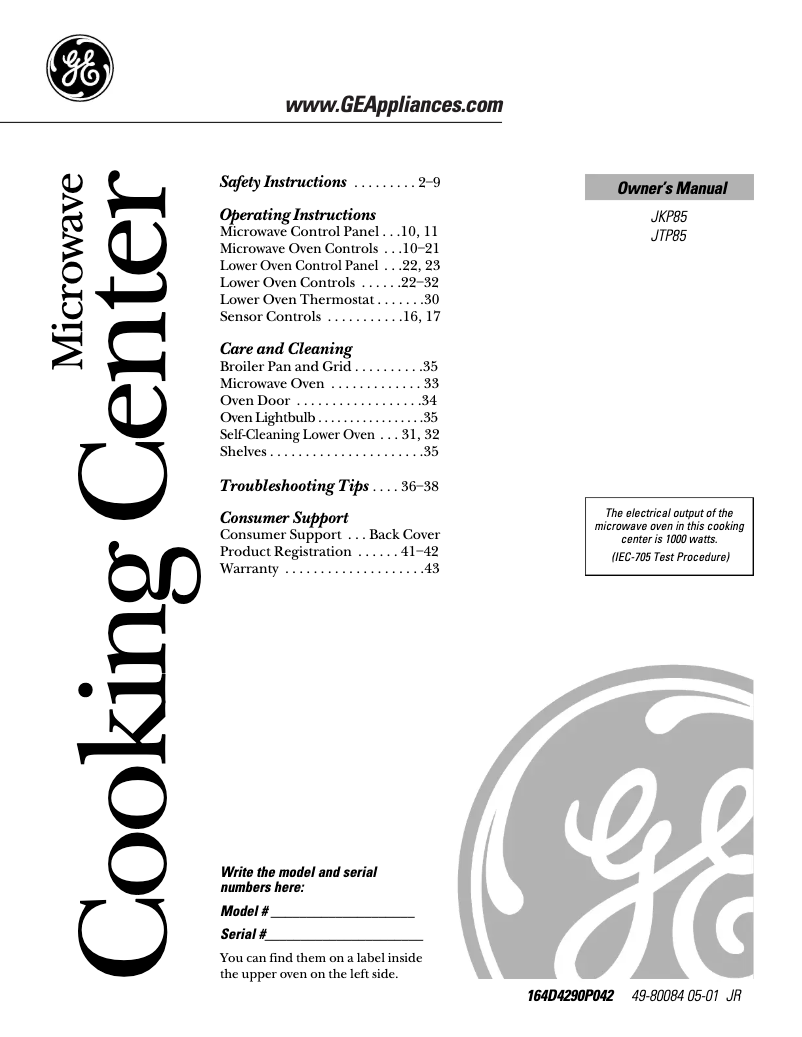 Image de la première page du manuel de l'appareil JTP85BDBB