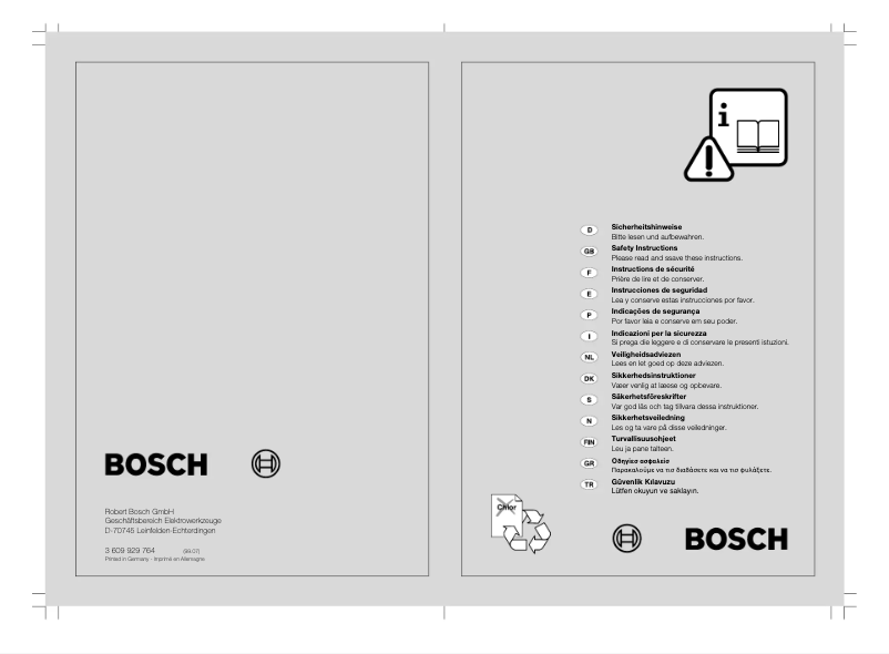 Page 1 de la notice Manuel utilisateur Bosch 0 607 254 100