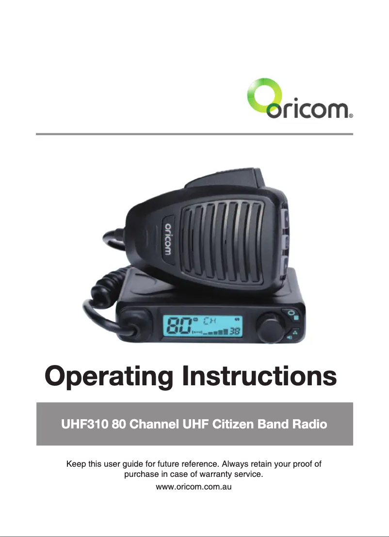 Image de la première page du manuel de l'appareil UHF310