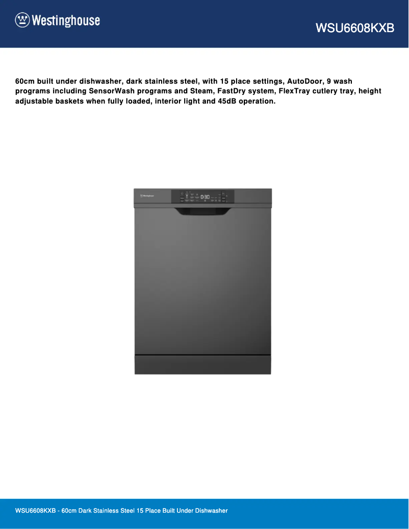 Image de la première page du manuel de l'appareil WSU6608KXB