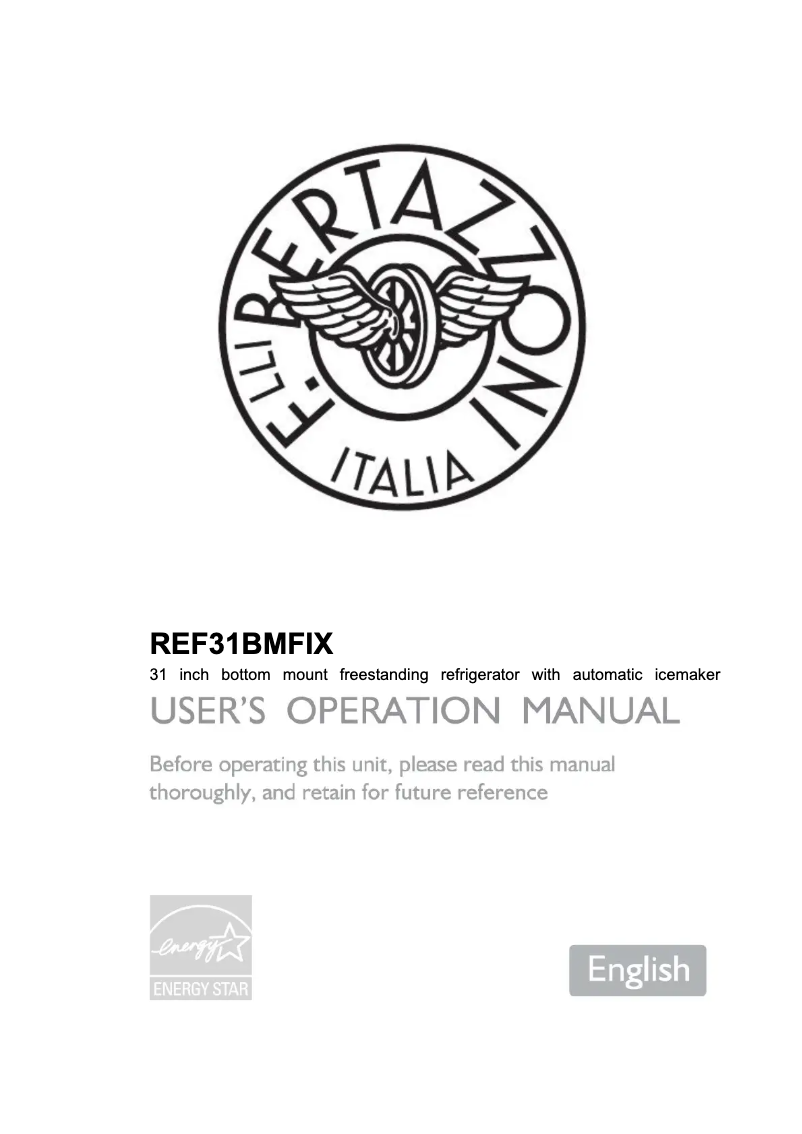 Page n°1 - Manuel utilisateur Bertazzoni REF31BMFIX