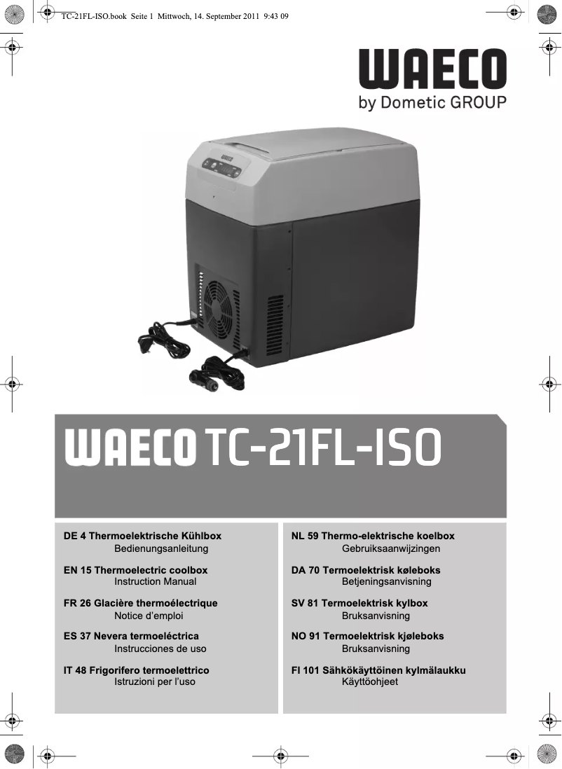 Page 1 de la notice Manuel utilisateur Waeco TC-21FL-ISO