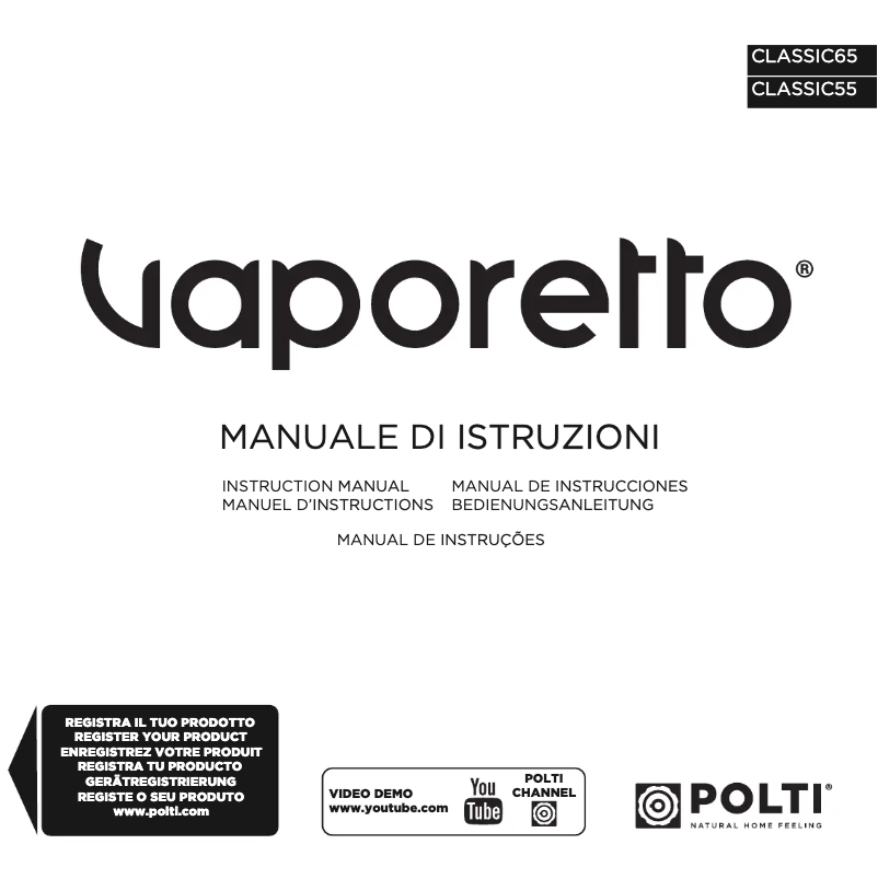 Page 1 de la notice Manuel utilisateur Polti Vaporetto Classic 65