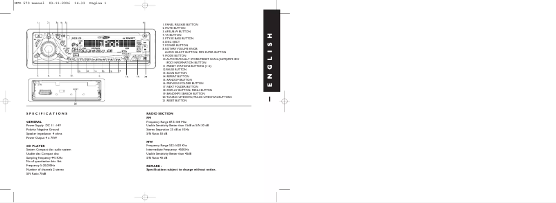 Image de la première page du manuel de l'appareil MCD570