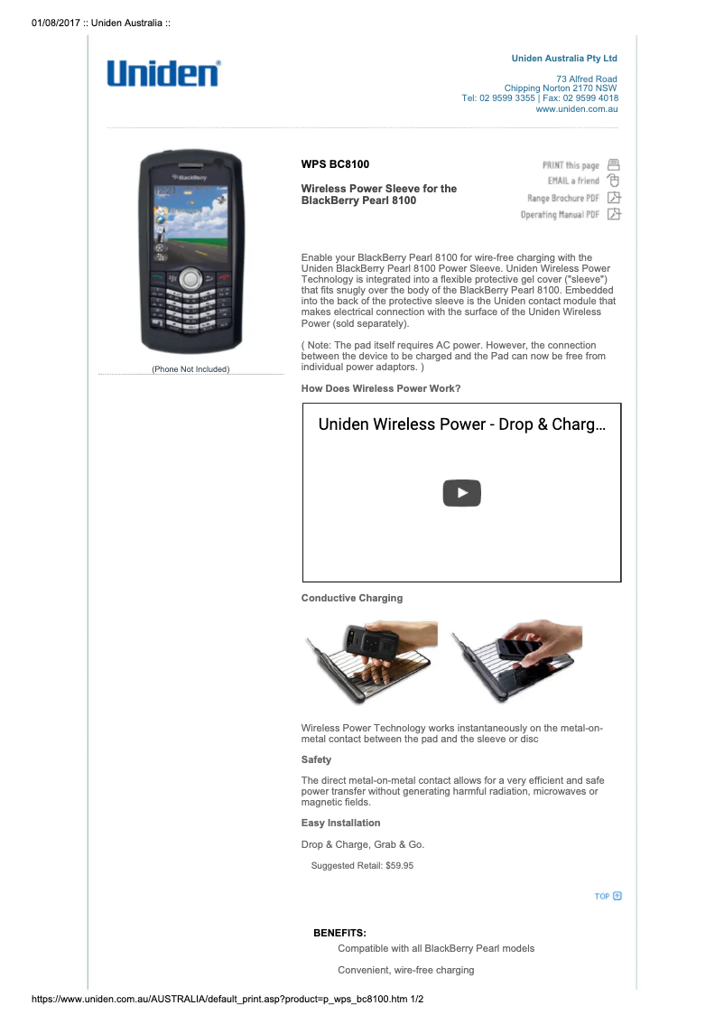 Image de la première page du manuel de l'appareil WPS BC8100