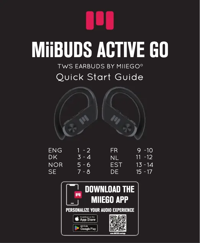 Page n°1 - Manuel utilisateur Miiego MiiBUDS ACTIVE GO