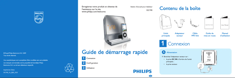 Page 1 de la notice Guide de démarrage rapide Philips DC190