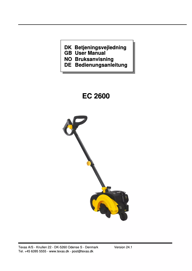 Page n°1 - Manuel utilisateur Texas EC1400