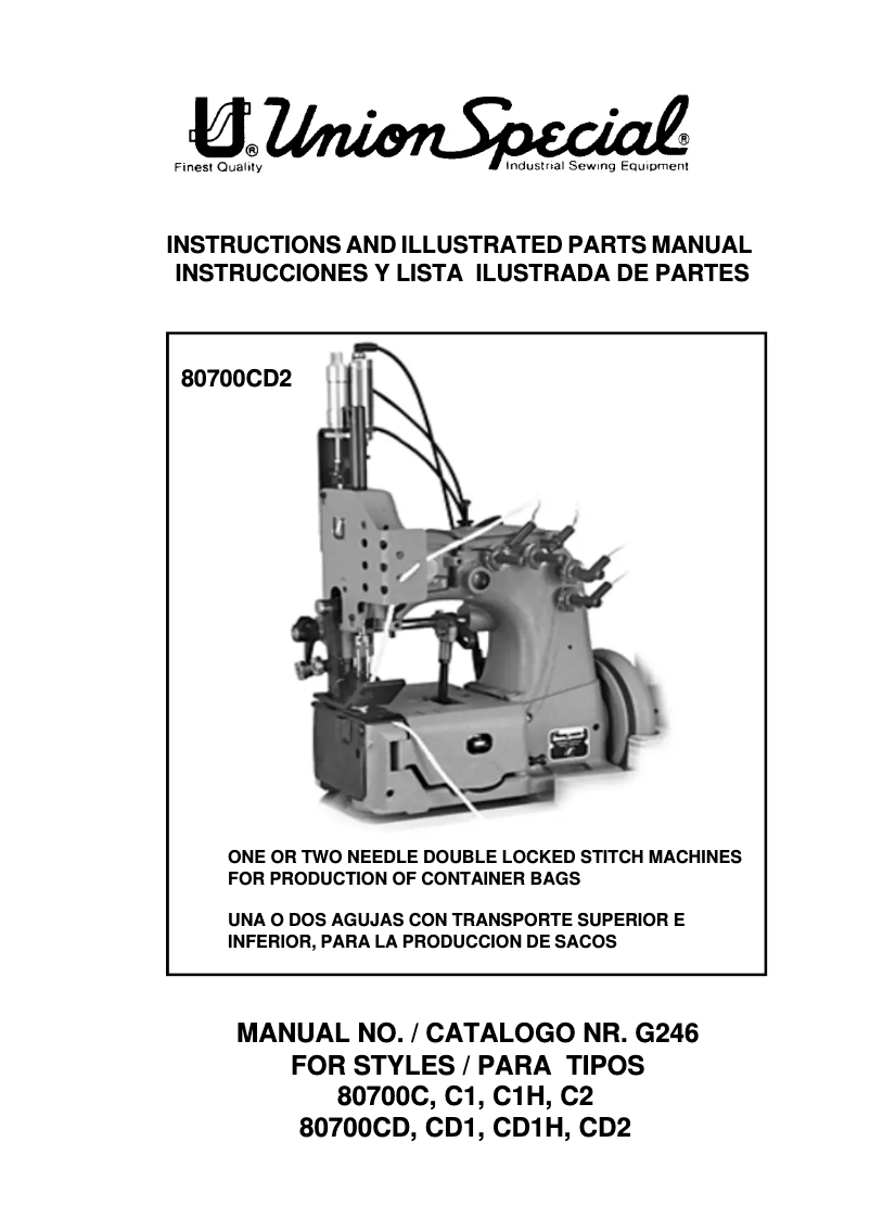 Page 1 de la notice Manuel utilisateur Union Special 80700CD1H