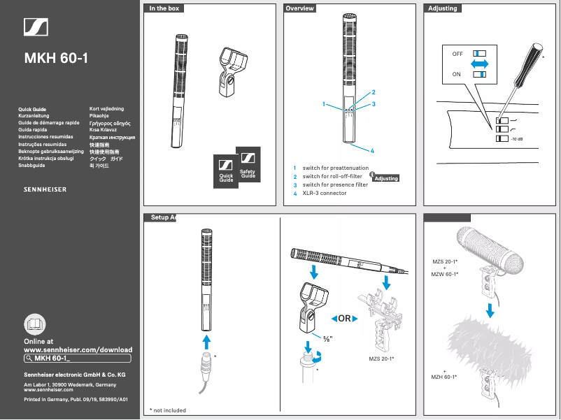 Page 1 de la notice Manuel utilisateur Sennheiser MKH 60-1