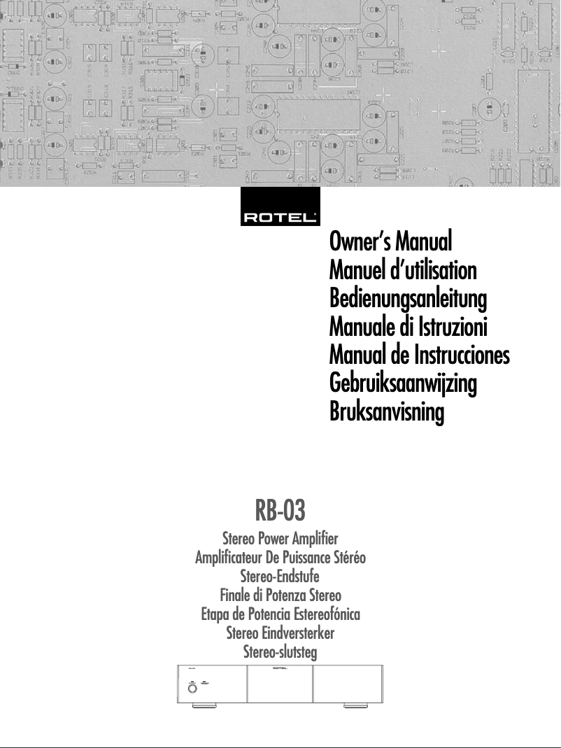 Página 1 del manual Manual de usuario Rotel RB-03