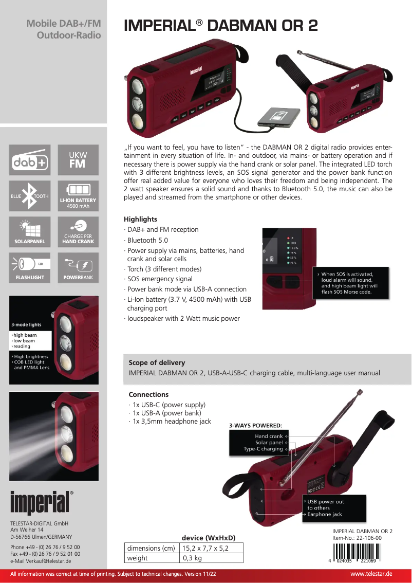 Imagen de la primera página del manual del dispositivo DABMAN OR 2