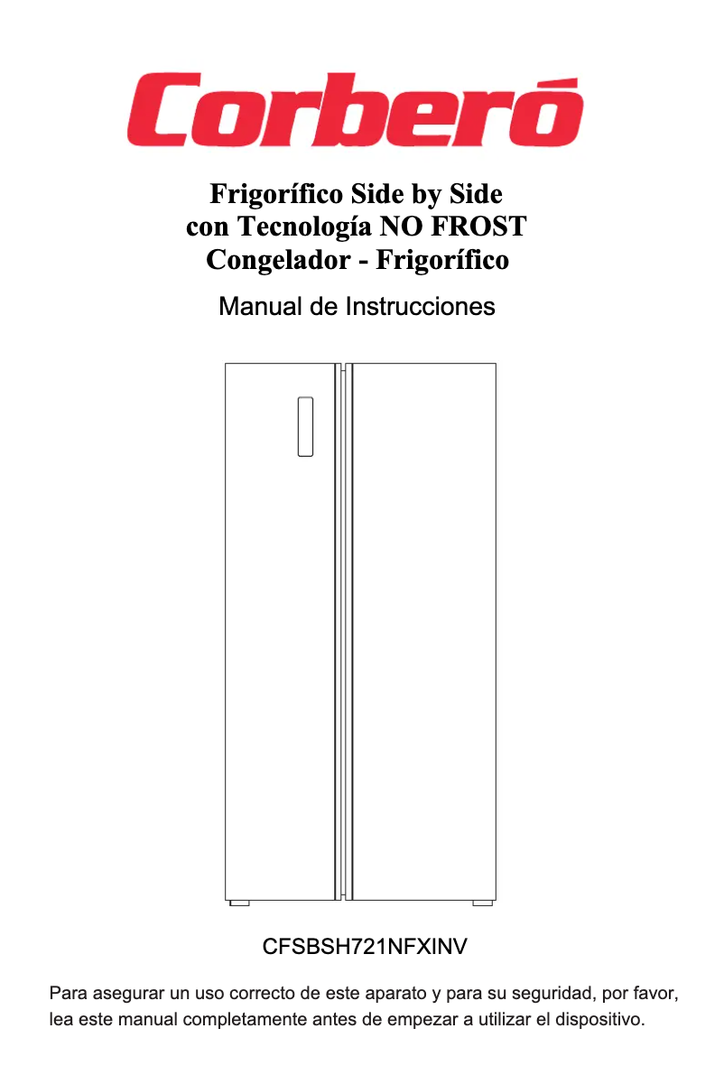 Page n°1 - Manuel utilisateur Corbero CFSBSH721NFXINV