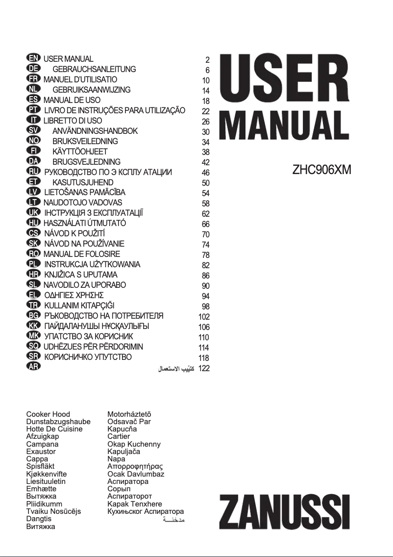 Page n°1 - Manuel utilisateur Zanussi ZHC906XM
