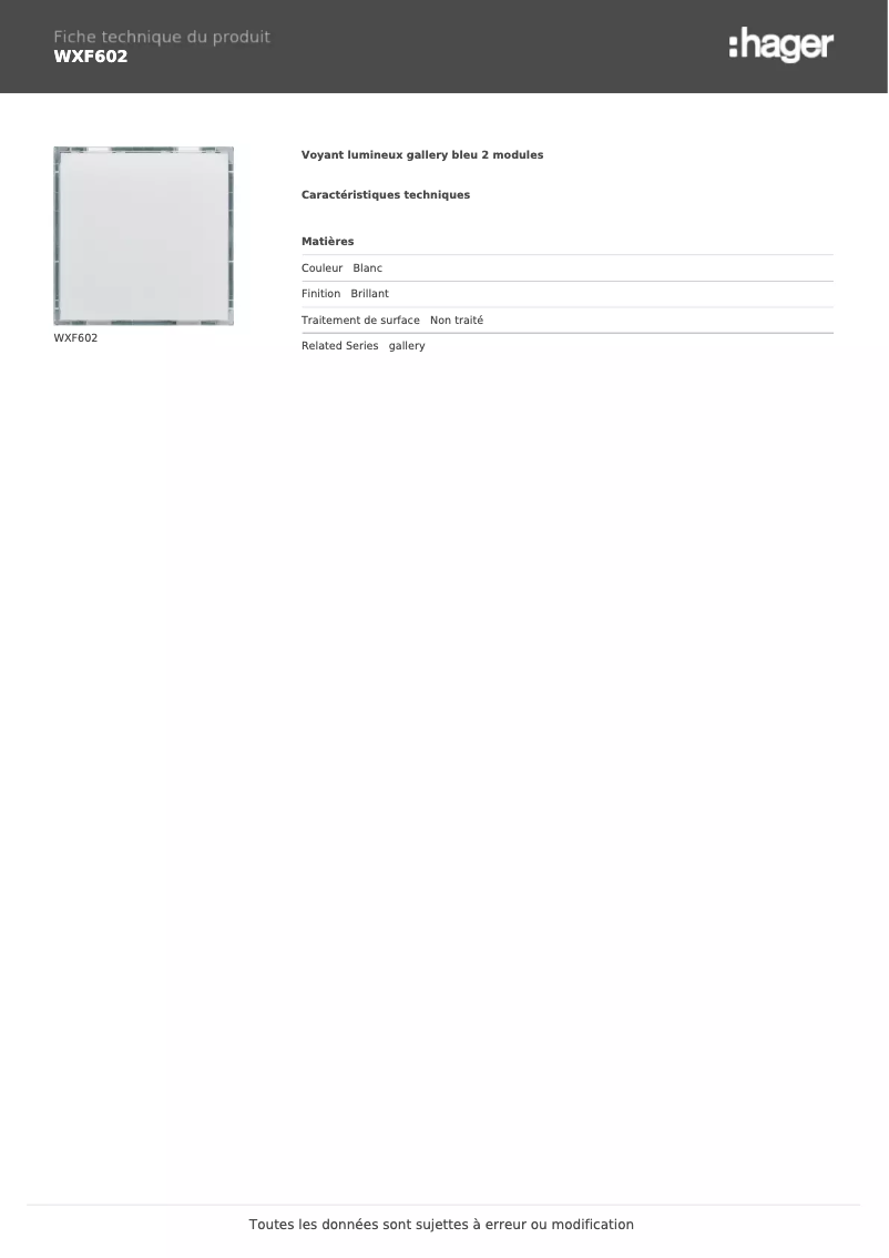 Image de la première page du manuel de l'appareil WXF602