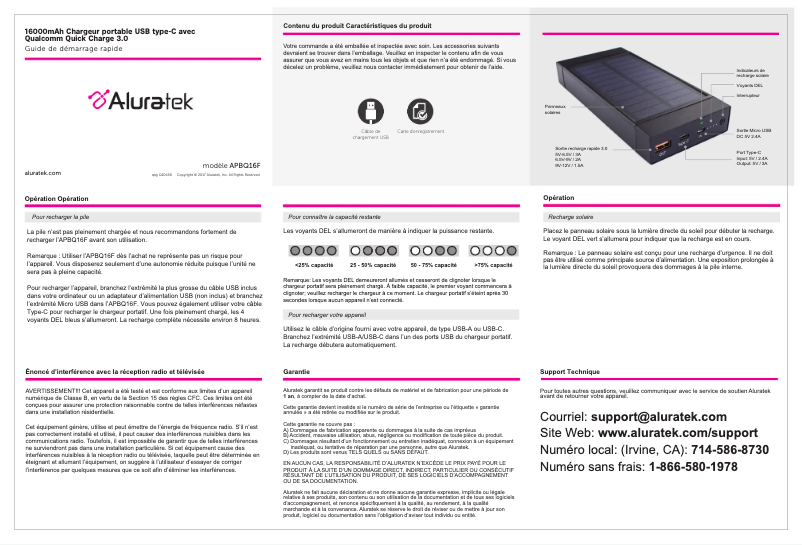 Image de la première page du manuel de l'appareil APBQ16F