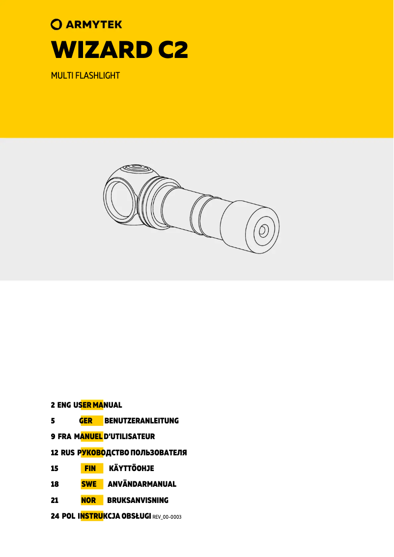 Page 1 de la notice Manuel utilisateur ArmyTek Wizard C2