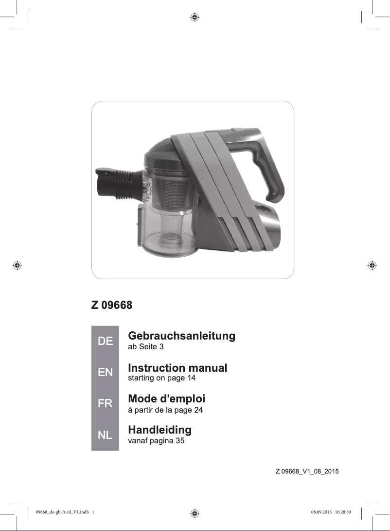 Page 1 de la notice Manuel utilisateur Cleanmaxx Z 09668