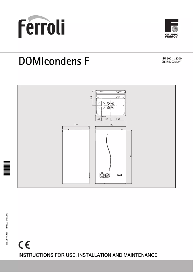 Page n°1 - Manuel utilisateur Ferroli DOMIcondens F 28
