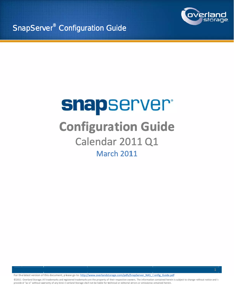 Page 1 de la notice Manuel utilisateur Overland Storage SnapServer 410