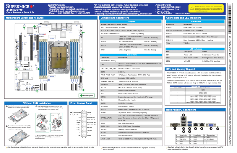 Page 1 de la notice Guide de démarrage rapide Supermicro X13SEM-F