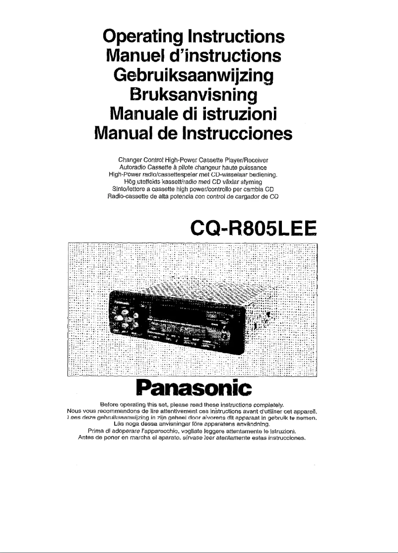 Page 1 de la notice Manuel utilisateur Panasonic CQ-R805
