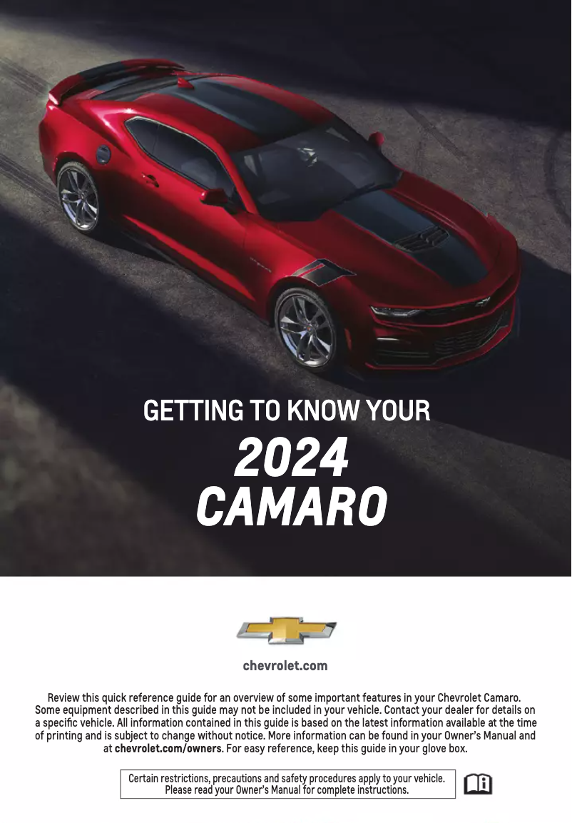 Image de la première page du manuel de l'appareil Camaro (2024)
