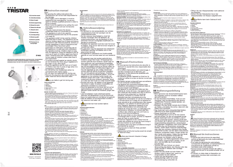 Page 1 de la notice Manuel utilisateur TriStar ST-8922