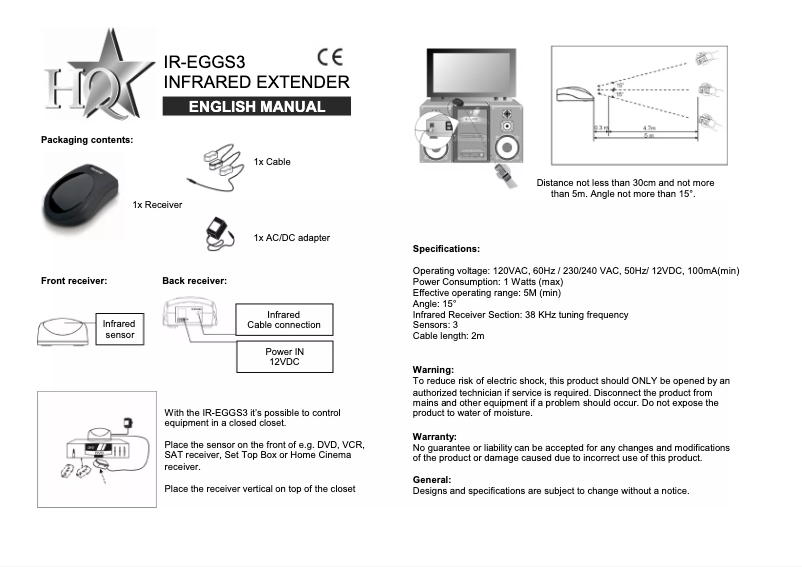 Page n°1 - Manuel utilisateur HQ IR-EGGS3