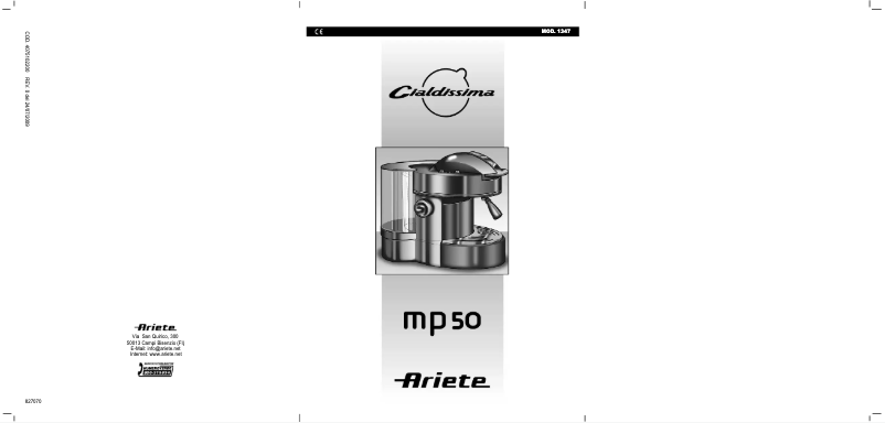 Page n°1 - Manuel utilisateur Ariete Cialdissima MP50