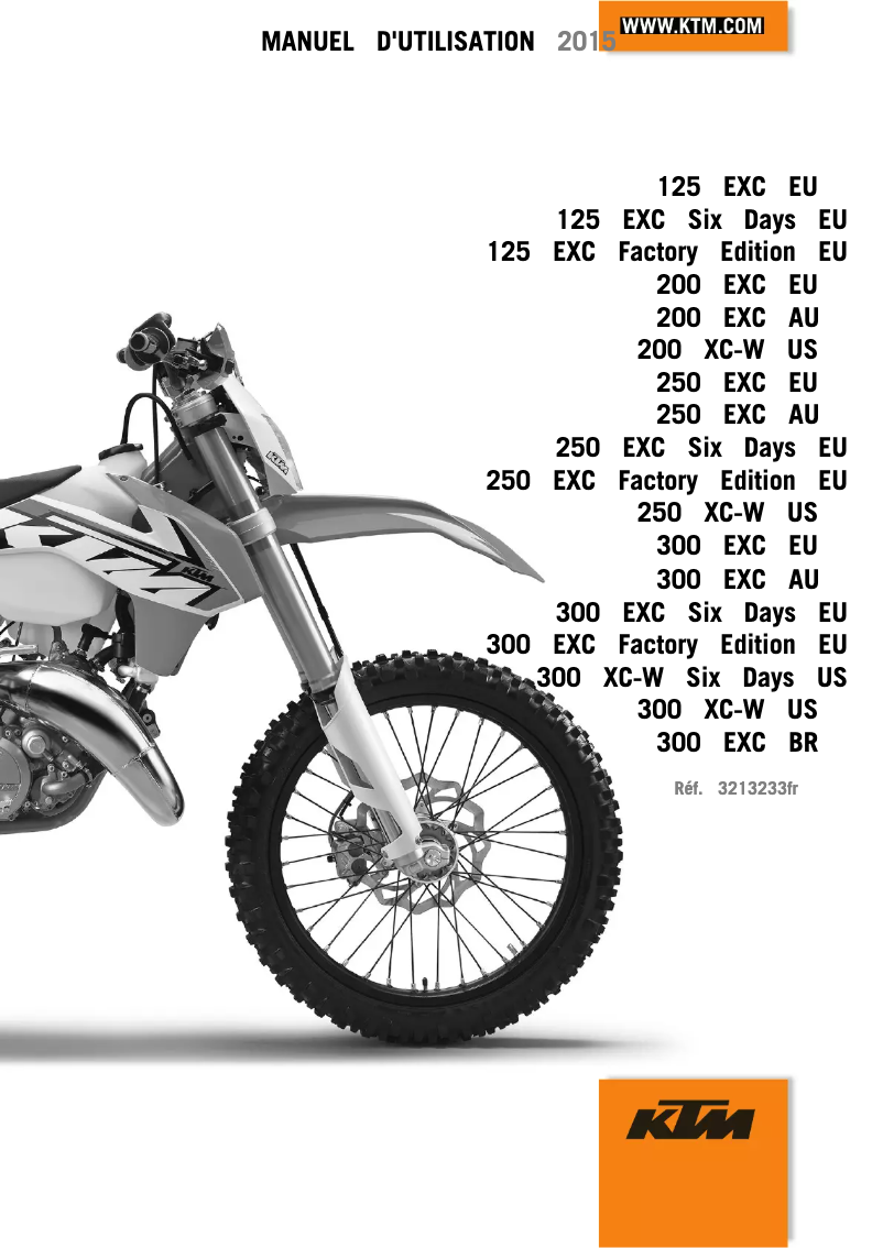 Page 1 de la notice Manuel utilisateur KTM 250 XC-W (2015)