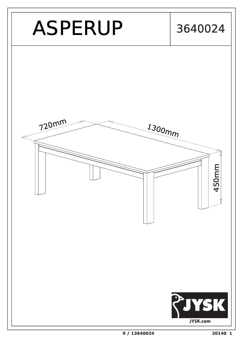 Page n°1 - Manuel utilisateur JYSK Asperup