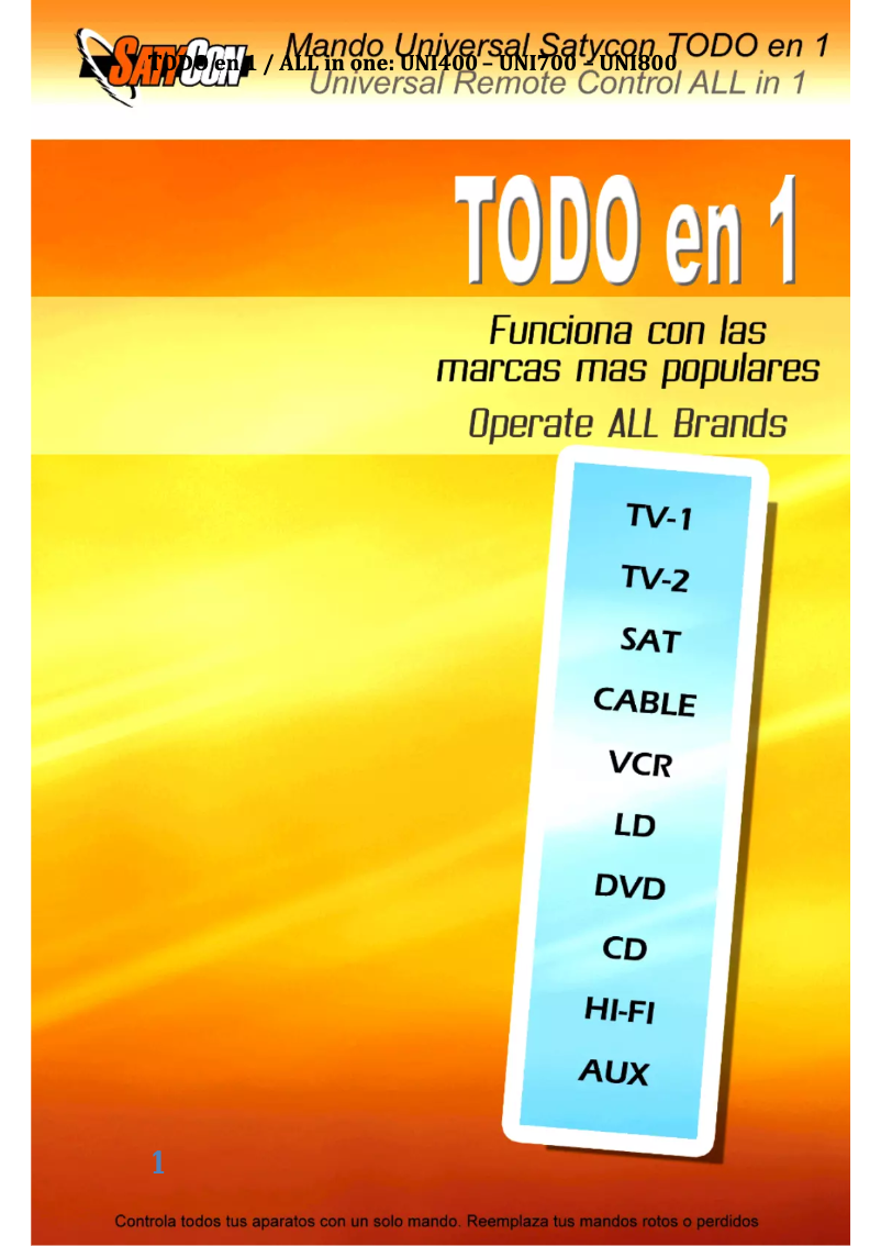 Page n°1 - Manuel utilisateur SatyCon UNI400